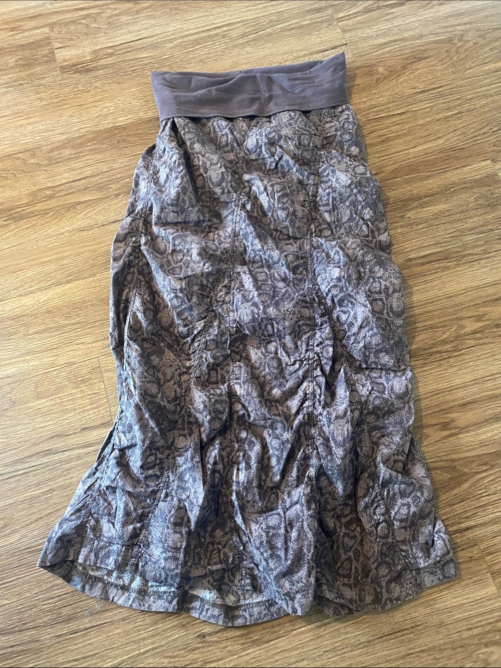 XCVI Brown Snake-Print Maxi parachute avant garde Skirt size S gorpcore